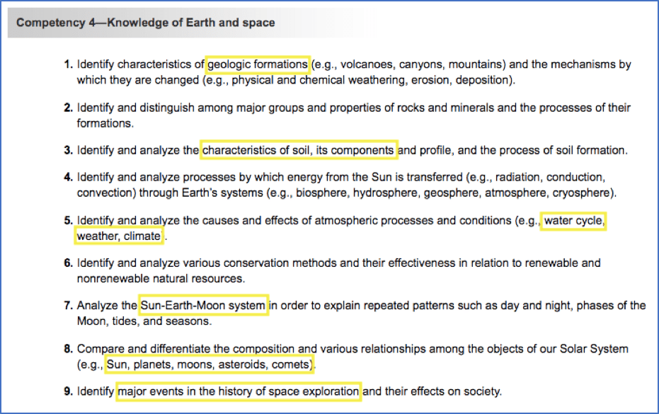 FTCE Elementary Education K-6 Earth and Space